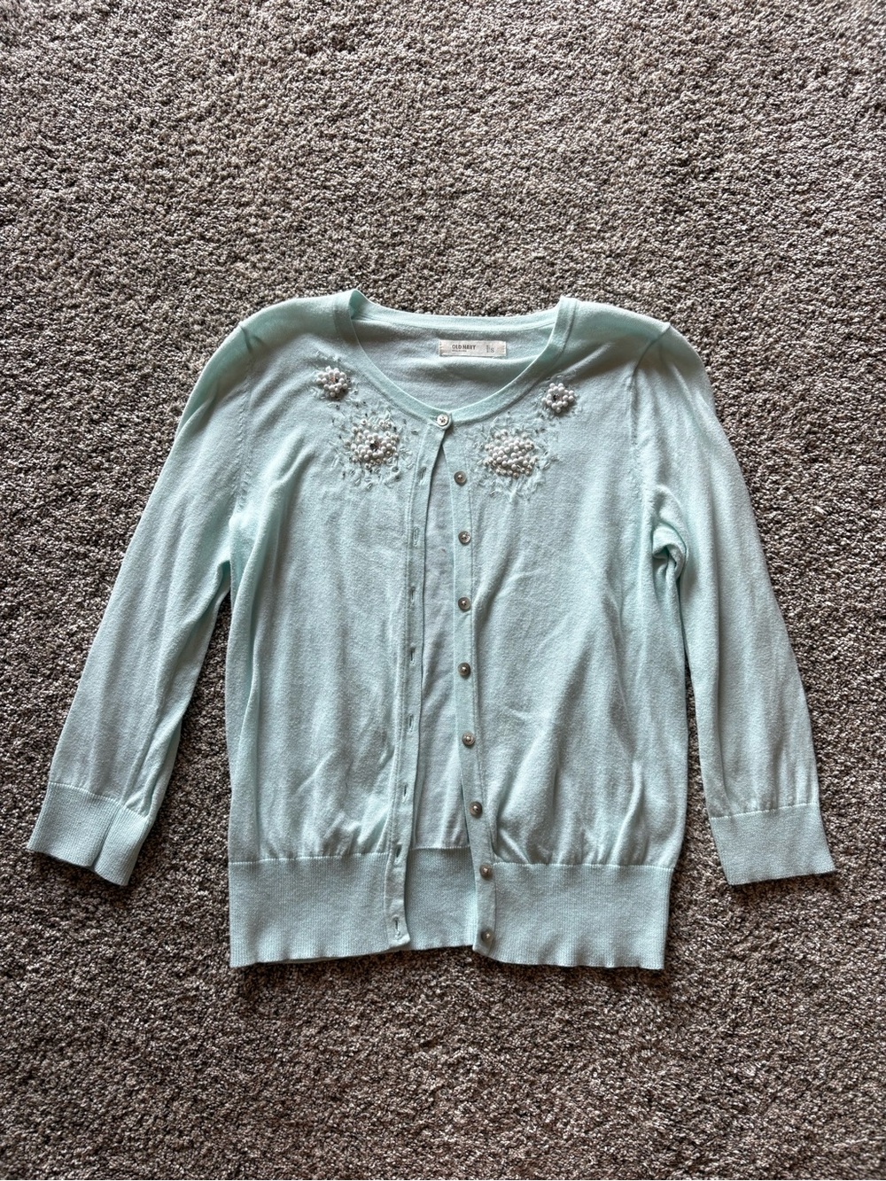 Old Navy Light Mint Embellished Button-Front Cardigan